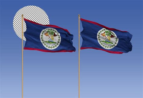 Premium Psd Belize Wavy Flags With Pole D Rendering