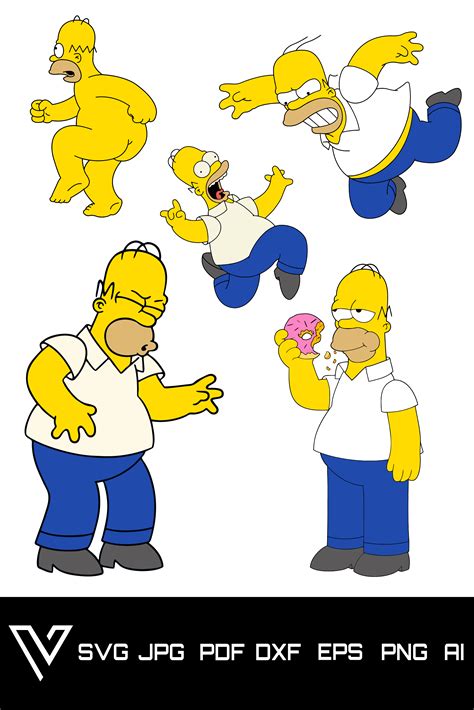 Homer Simpson Svg Bundle Layered The Simpsons Vector Artwork Etsy