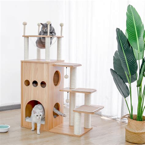 Modern Wooden Cat Tower | The Pampered Pooch Co