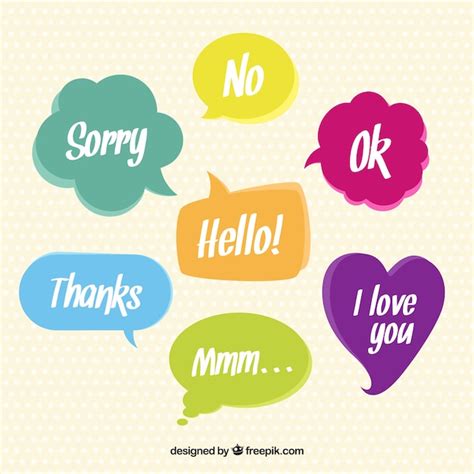 Colored Speech Bubbles With Words Vector Free Download