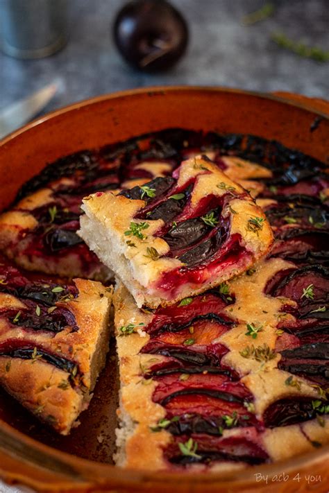 Focaccia Sucr E Aux Prunes Et Thym Citron