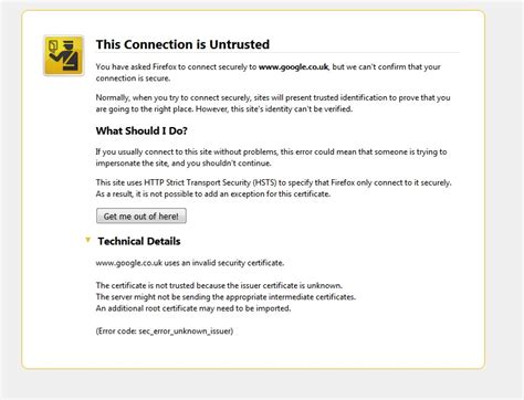 This Connection Is Untrusted Sec Error Unknown Issuer Error On