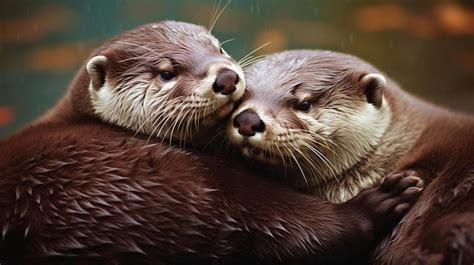 Premium AI Image | An adorable photo of two otters cuddling together ...