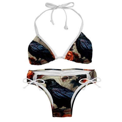 Crow Swimsuit Women Bikini Set With Detachable Sponge Adjustable