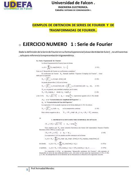 Sistemas De Comunicaciones Fourier Ejercicios De Series Y