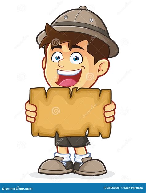 Boy Scout Or Explorer Boy Holding A Blank Map Stock Vector ...