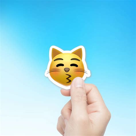 Kissing Cat Face 😽 2 Inch Die Cut Emoji Sticker Printed In The Usa