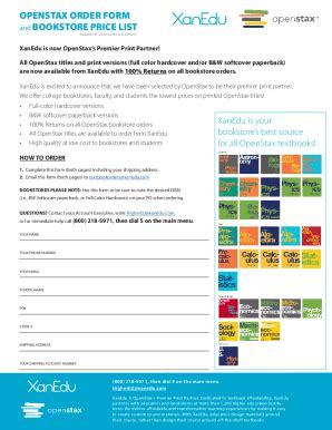 Fillable Online Openstax Order Form And Bookstore Price List Fax Email