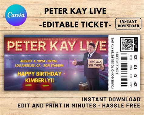 Peter Kay Ticket Print At Home Peter Kay Customizable Ticket Gift