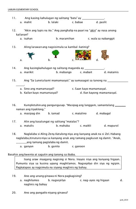 Second Periodic Test Grade 2