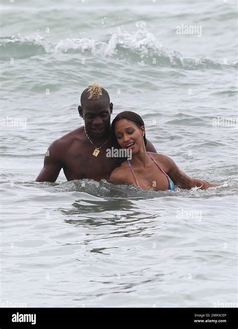 Italian Soccer Player Mario Balotelli And Fiancée Fanny Neguesha Hit The Beach In Miami The Hot