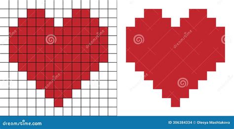 Pixel Art Heart Love And Valentine Stock Vector Illustration Of