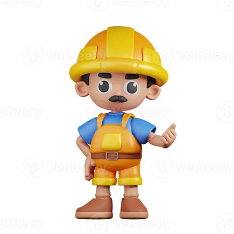 D Personaje Constructor Se Alando Siguiente Pose D Hacer Aislado En