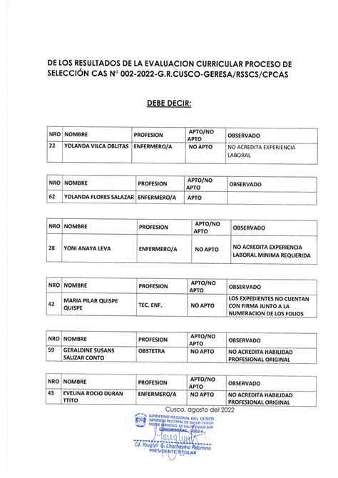 Fe De Erratas 002 Proceso CAS 002 2022 Red De Servicios De Salud