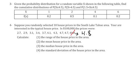 Solved 3- Given the probability distribution for a random | Chegg.com 
