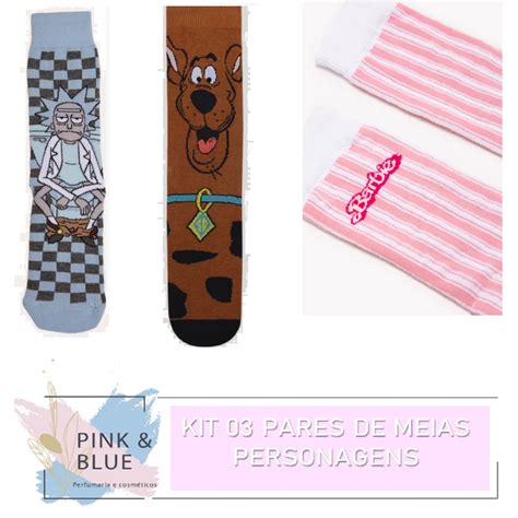 Kit Pares De Meias Adulto Cano Alto Personagens Tam A Escolha