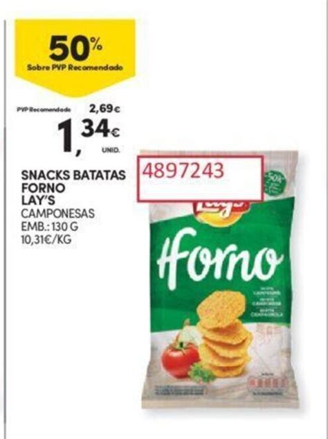 Promoção SNACKS BATATAS FORNO LAY S CAMPONESAS EMB 130 G em Continente