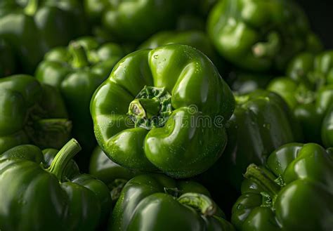 Fresh Green Bell Peppers Close Up Shot Stock Illustration