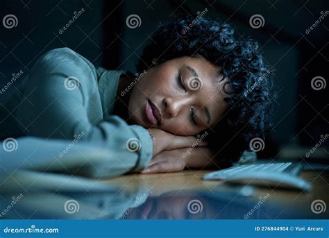 I Miss My Bed Young Businesswoman Sleeping At Her Desk During A Late