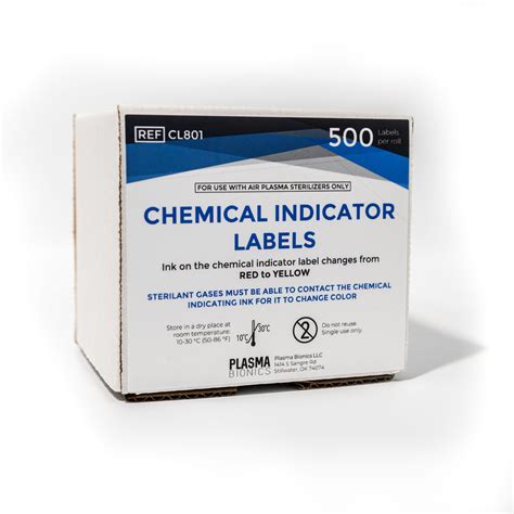 Chemical Indicator Labels Roll Of 500 Plasma Bionics Llc