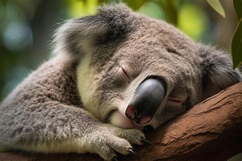 Koala durmiendo en la rama de un árbol Foto Premium