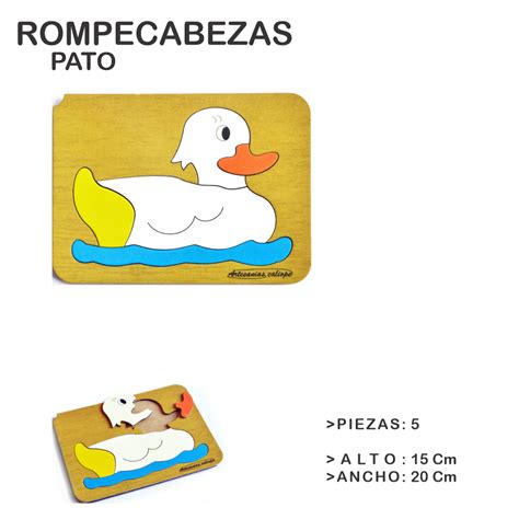 Rompecabezas Did Ctico Encastre En Madera Mdf Pato Artesan As