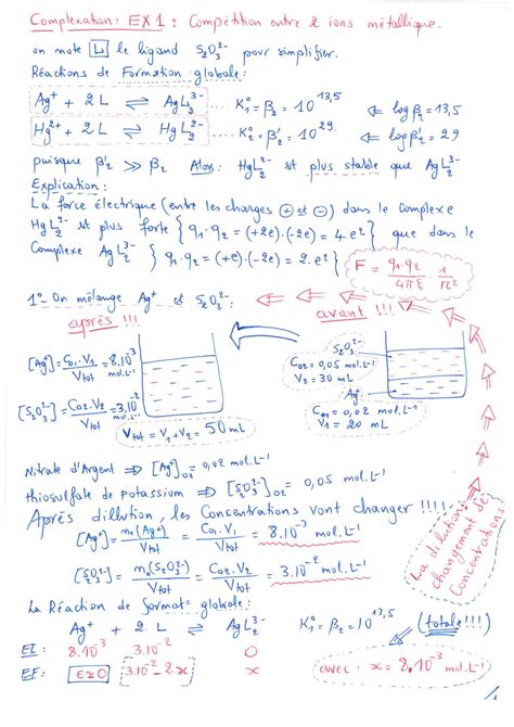 SOLUTION Chimie Complexation Exercices Corrig S Studypool