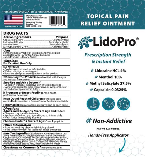 Dailymed Lidopro Capsaicin Lidocaine Menthol And Methyl