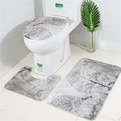 Buy 3pcs Non Slip Bath Rug Set U Shaped Contour Rug Mat And Toilet Lid