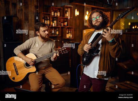 Music Tutor Playing Melody On Electric Guitar Stock Photo Alamy