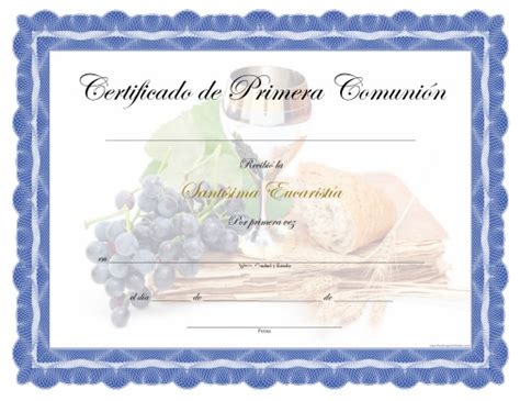 Certificado De Primera Comuni N Paraimprimirgratis