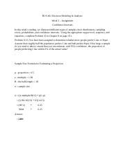 BUS 461 WK 3 Assign Docx BUS 461 Decision Modeling Analysis Week 3