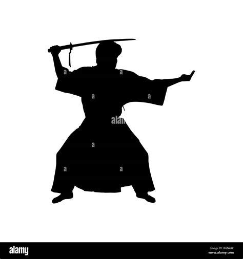 Silueta De Guerrero Samurai Japon S Patrones Sencillos Imagen Vector