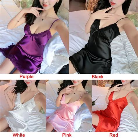 Women Lingerie Silk Robe Dress Nightdress Nightgown Sexy Sleepwear