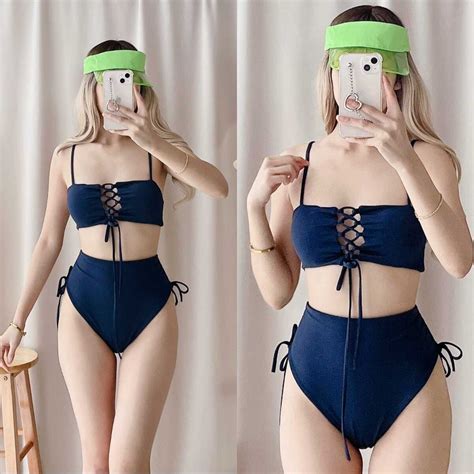 Al Drawstring Side High Waisted Bikini Swimsuit Swinmwear Summer