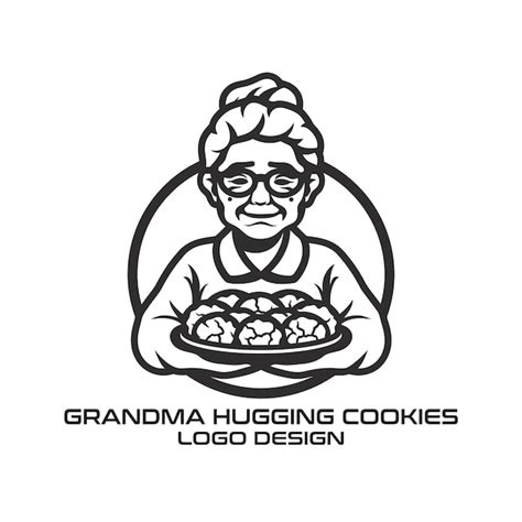 Premium Vector Grandma Hugging Cookies Vector Logo Design