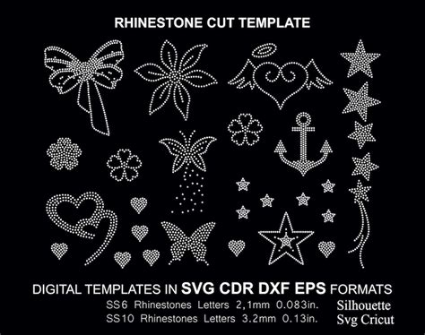 Rhinestone Random Design Cut Template Set Ss Ss Svg Cdr Etsy