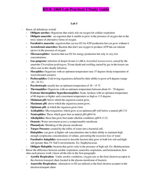 BIOL 2460 Lab Practical 2 Study Guide University Of Texas Arlington