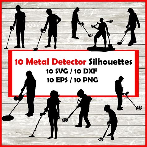 Metal Detecting Silhouette Pack 10 Metal Detector Designs Digital