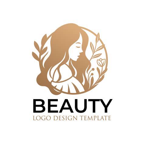 Beautiful Woman Logo With Gold Leaves And Flowers 24644242 Vector Art