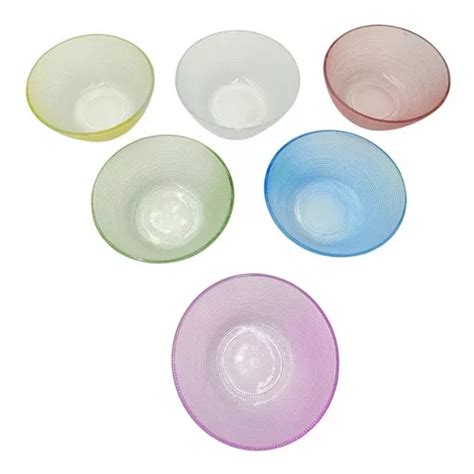 Set X Bowls Compoteras De Vidrio Colores Cristal Rock Color