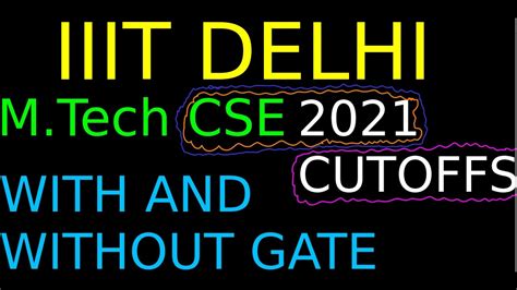 Iiit Delhi 2021 Mtech Cse Cutoffs With And Without Gate Iiitd Mtech