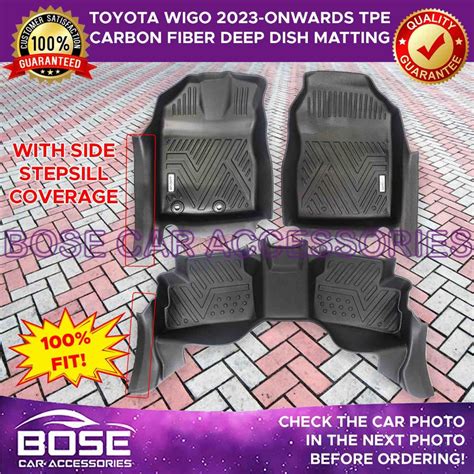 5D Diamond TPE Black Carbon FIber Deep Dish Matting For Toyota Wigo