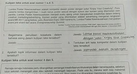 Kutipan Teks Untuk Soal Nomor Sd Lomba Studyx