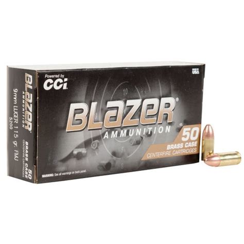 Cci Blazer Brass 9mm Luger 115gr Fmj Ammo 50 Rounds Haftatrain