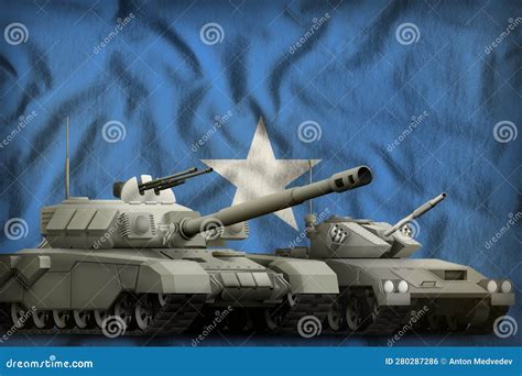 Somalia Tank Forces Concept on the National Flag Background. 3d ...