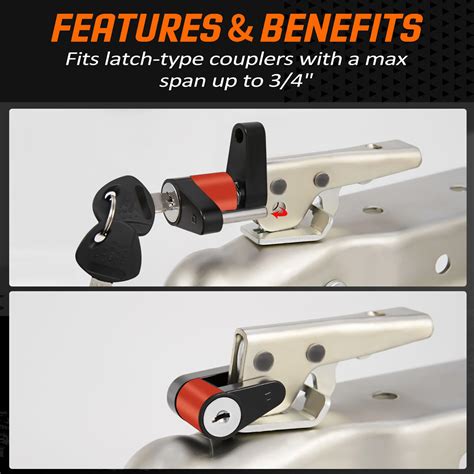 Snapklik.com : METOWARE Trailer Tongue Coupler Lock, 1/4" Dia