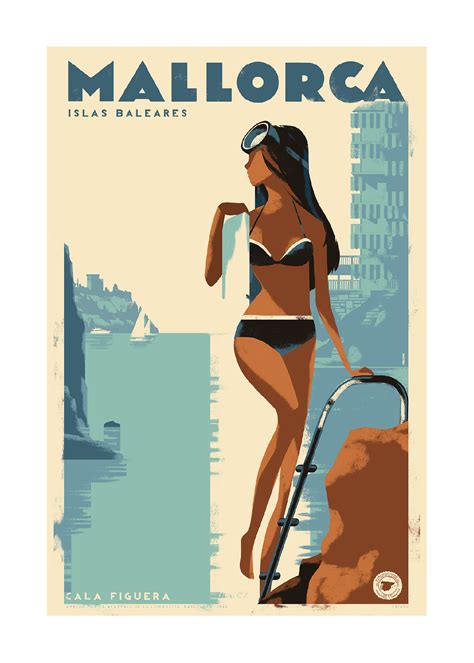 La Nadadora, Cala Figuera, Mallorca, Islas Baleares, 1950s. | Retro