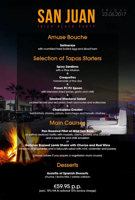 San Juan Menu