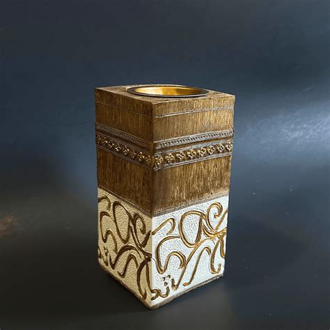 White Wooden Block Incense Burner Incense Burner - Gold Calligraphy ...